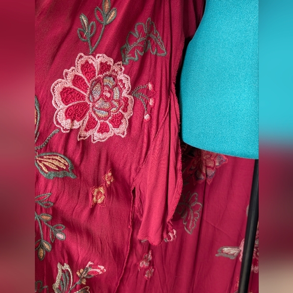 NWT JOHNNY WAS Messine Long Kimono Coat Embroidered Floral Pomegranate - Picture 10 of 15